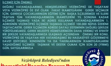 Vezirköprü Belediyesi’nden İkametinizi İlçemize Taşıyın Çağrısı
